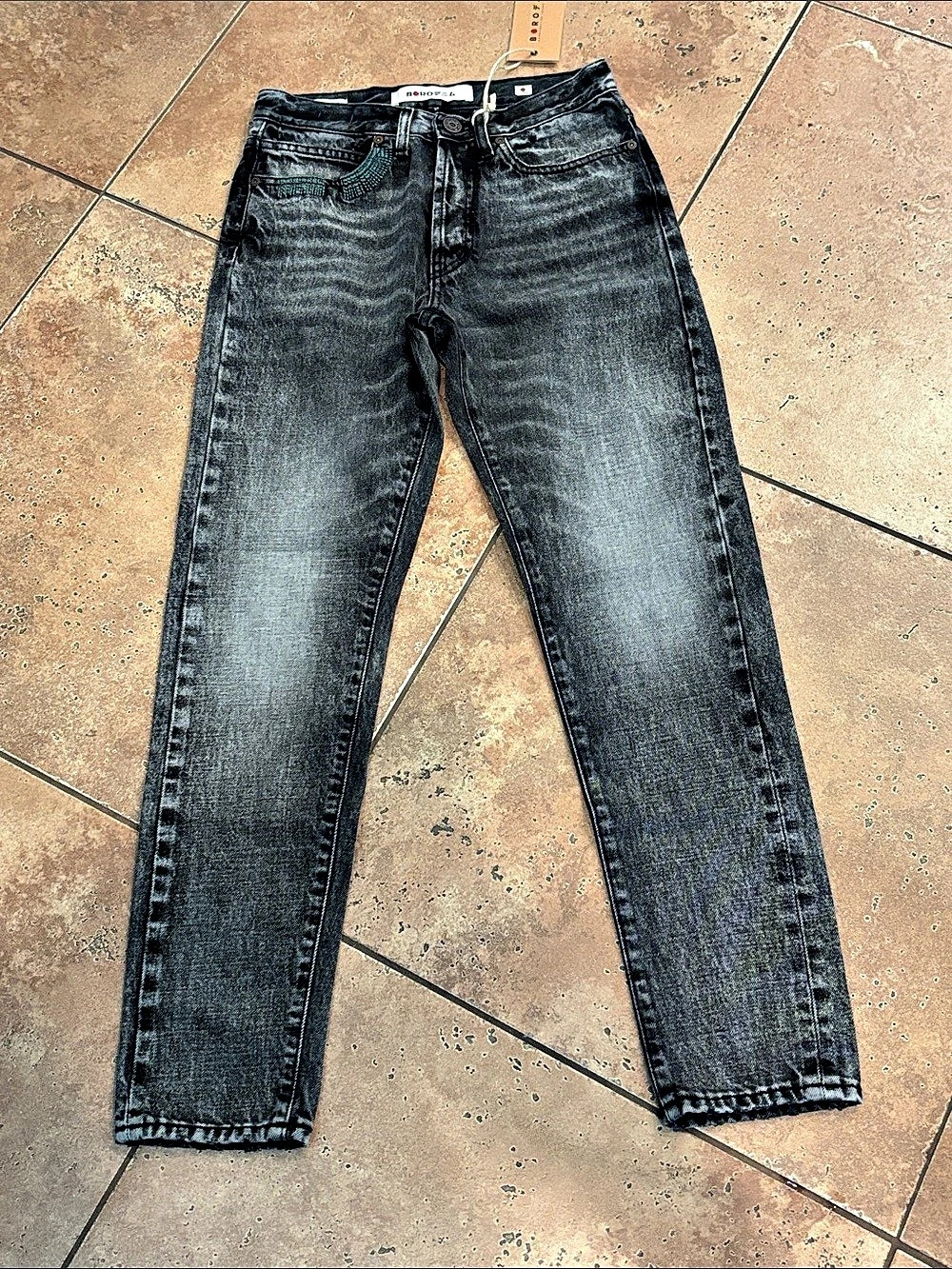 BORO Sapporo Mid Rise tapered cropped Leg Japanese Selvedge Jeans Waist 25 NWT